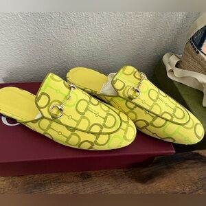 New with Box Gucci Princetown Mules Loafers - Horsebit Lime size 38